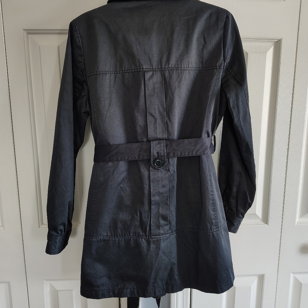 DKNY Black Trench Coat Classic M - Picture 5 of 12